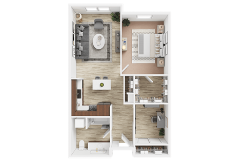 Floor plan for 1 bed, 1 bath, 776 sqft